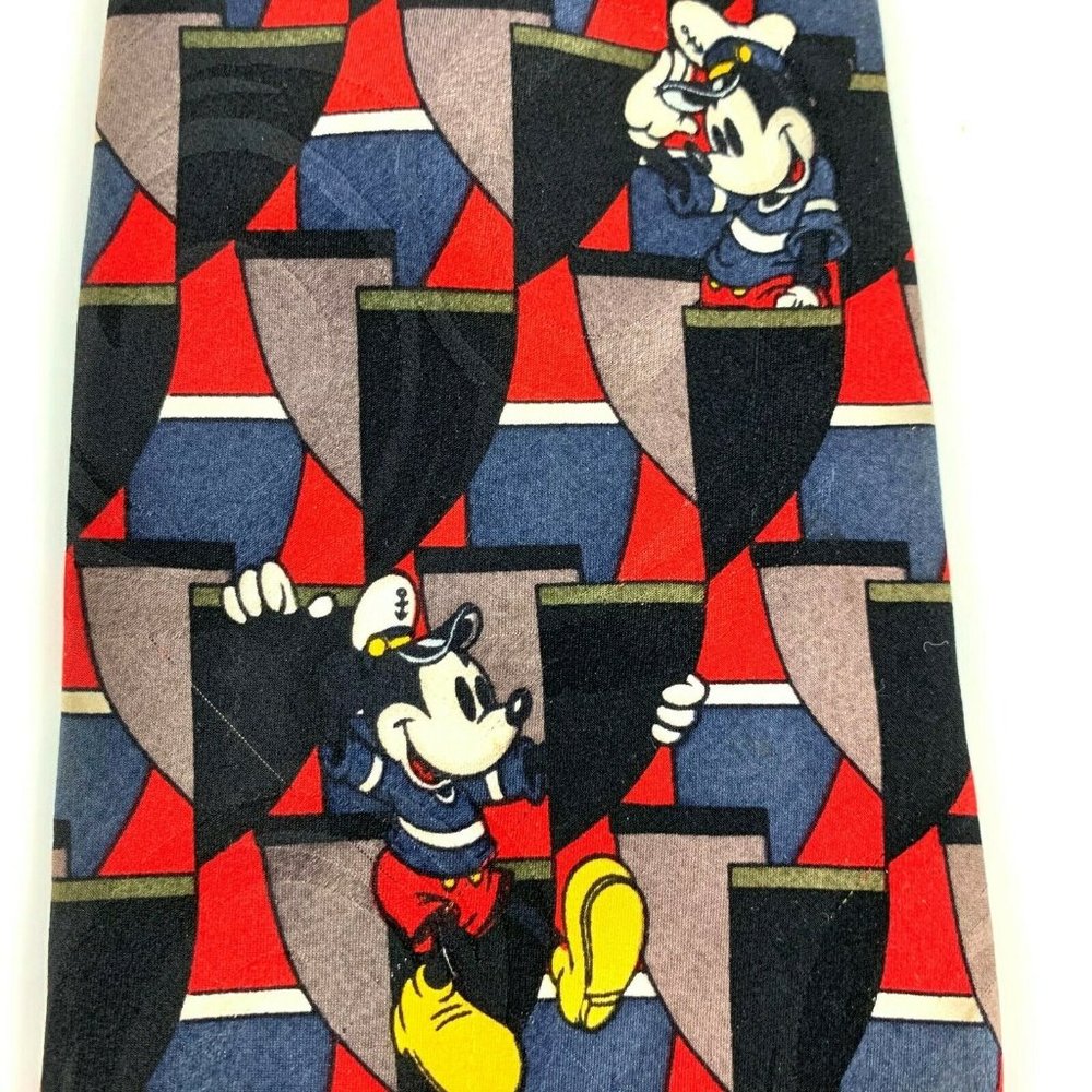 Mickey, Inc. Men's Novelty Necktie. Red. Geometric. Mickey Mouse As Sailor. VGC!